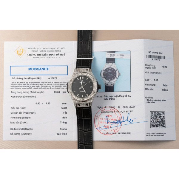 Hublot Classic Fusion Titanium Diamond Pavé Black Dial Custom Moissanite Super Clone JJF 38mm