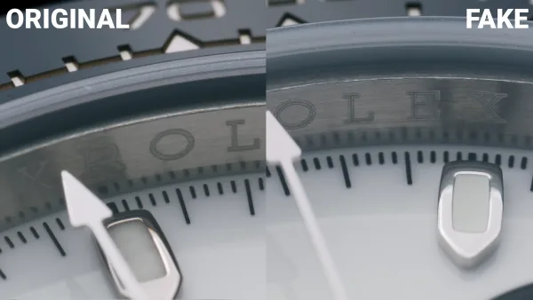 Rolex rehaut detail comparison between authentic and Collectfactory output
