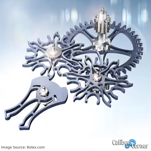 Rolex Dynapulse escapement silicon double-wheel mechanism in caliber 7135