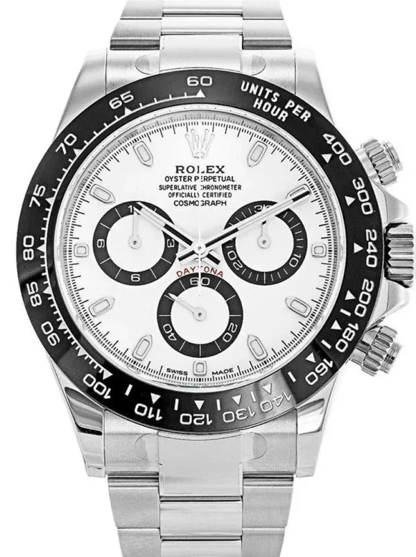 Super Clone Rolex Daytona Panda White Dial Black Bezel Oyster Bracelet 
