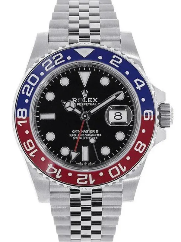 Super Clone Rolex GMT Master II Black Dial Blue and Red Bezel Jubilee Bracelet