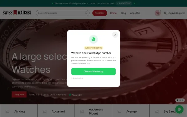 SwissSuperClone.com homepage screenshot showing Rolex Collectwatches