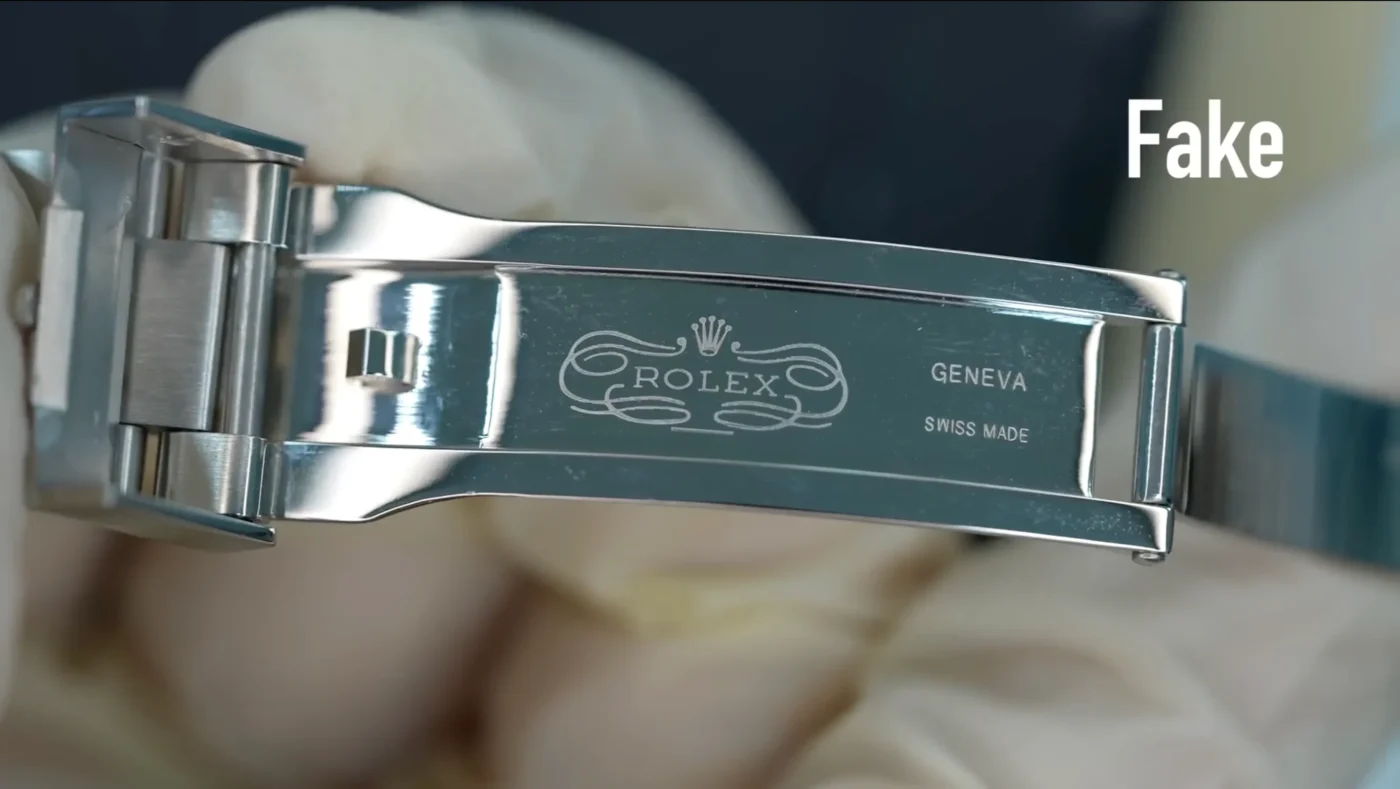 Super clone Submariner clasp interior engraving with crown, GENEVA, and SWISS MADE markings